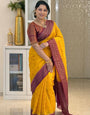 Majestic Yellow Soft Silk Saree With Tempting Blouse Piece