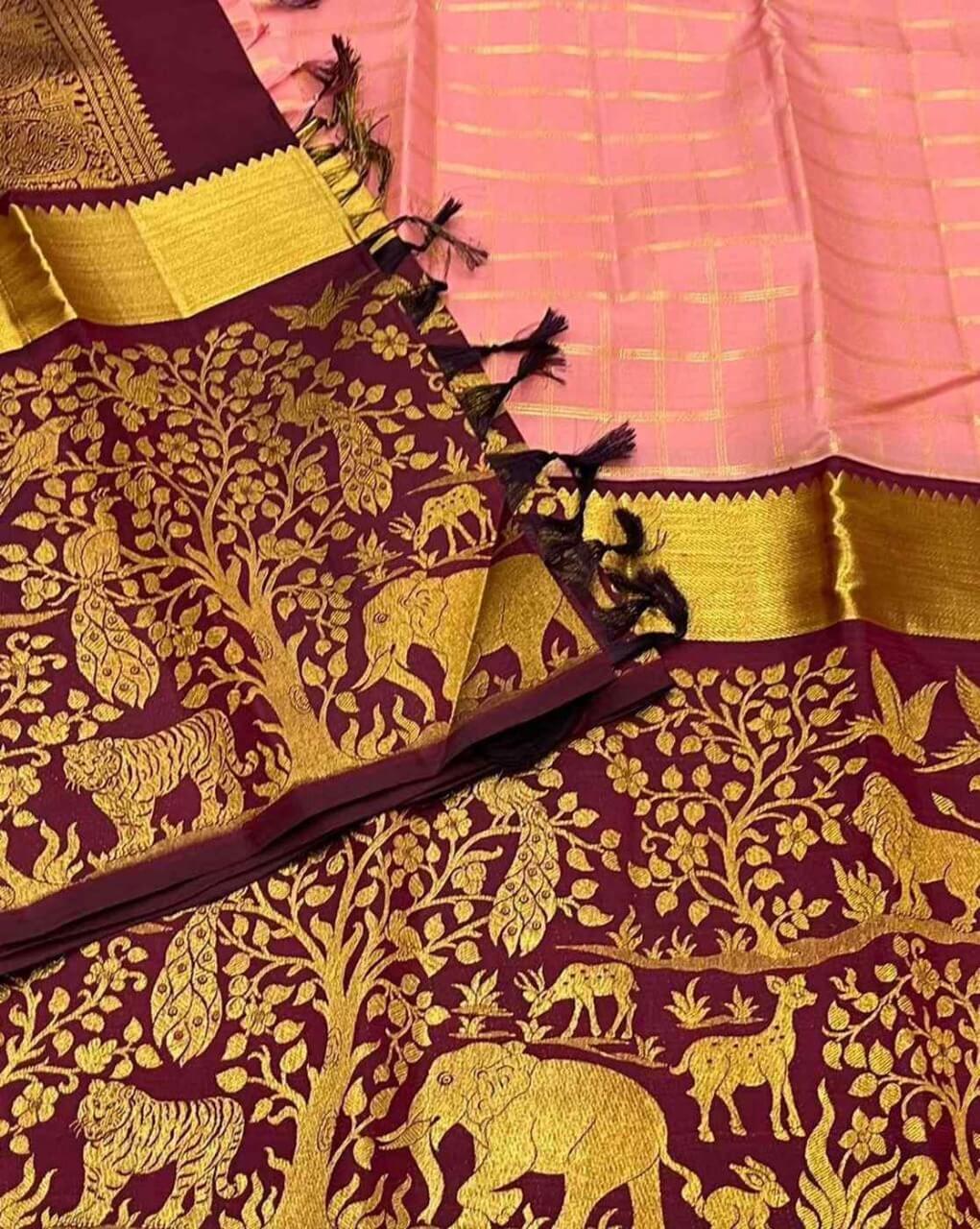 Felicitous Pink Soft Silk Saree With Winsome Blouse Piece