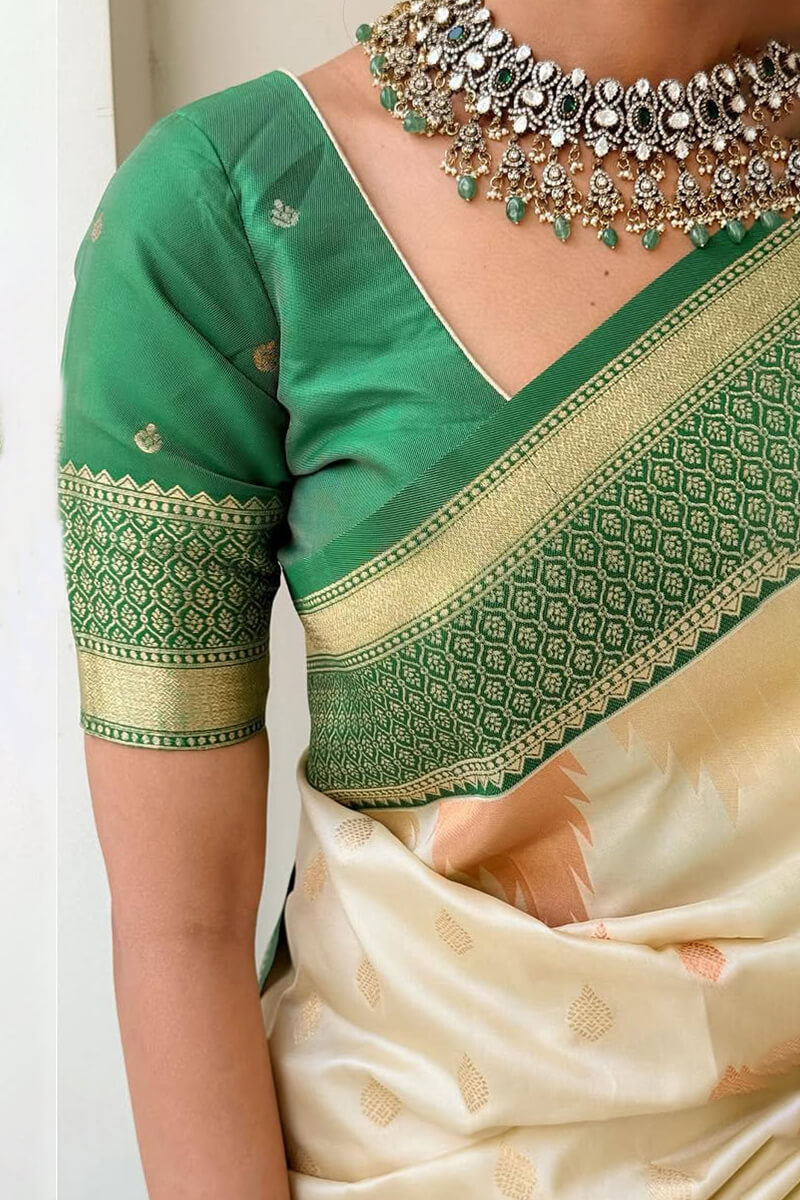 Bewitching Green Soft Silk Saree With Ebullience Blouse Piece