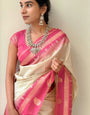 Lassitude Pink Soft Silk Saree With Denouement Blouse Piece