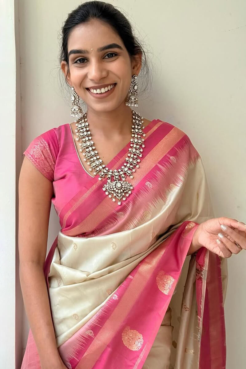 Lassitude Pink Soft Silk Saree With Denouement Blouse Piece