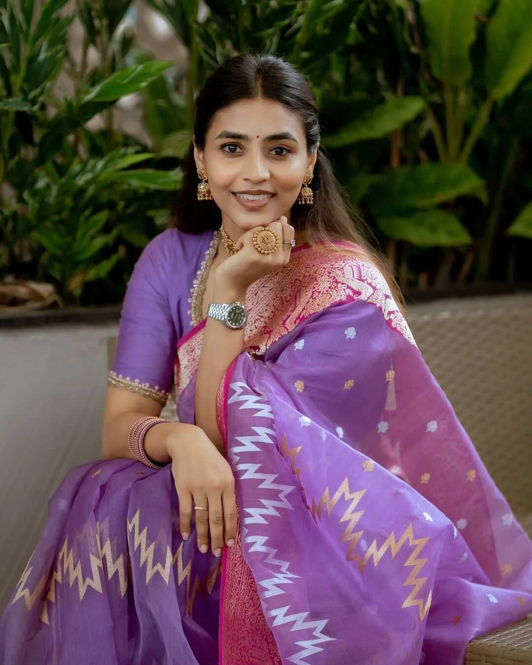 Magnetic Lavender Cotton Silk Saree With Evanescent Blouse Piece
