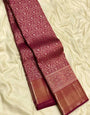 Rhapsody Maroon Soft Banarasi Silk Saree With Grandiose Blouse Piece