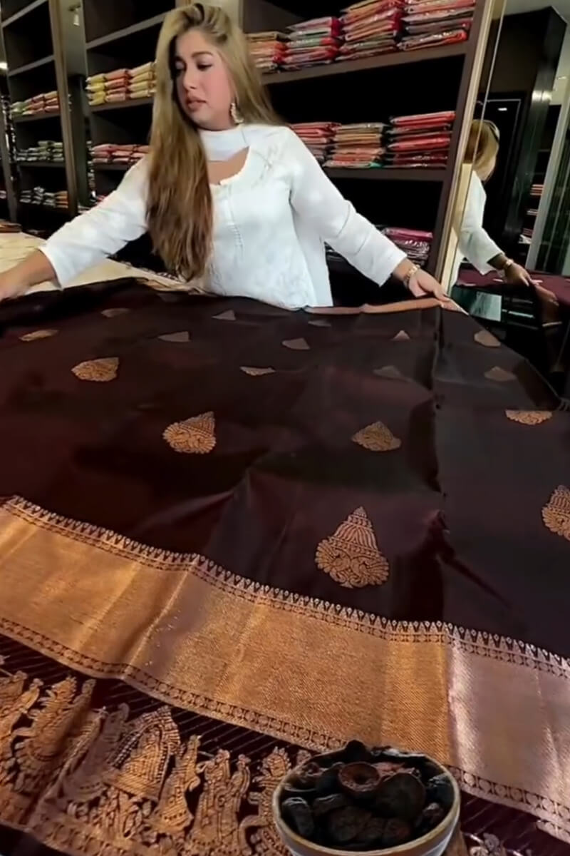 Improbable Purple Soft Banarasi Silk Saree With Glittering Blouse Piece