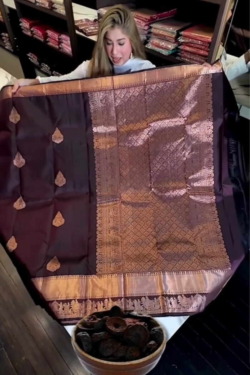 Improbable Purple Soft Banarasi Silk Saree With Glittering Blouse Piece