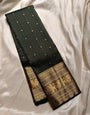 Evanescent Dark Green Soft Banarasi Silk Saree With Scrumptious Blouse Piece