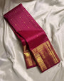 Unique Dark Pink Soft Banarasi Silk Saree With Blissful Blouse Piece