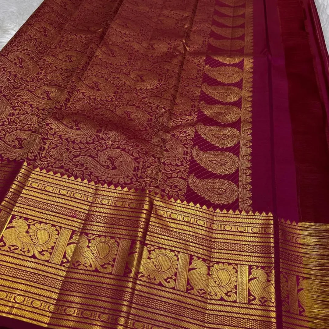 Unique Dark Pink Soft Banarasi Silk Saree With Blissful Blouse Piece