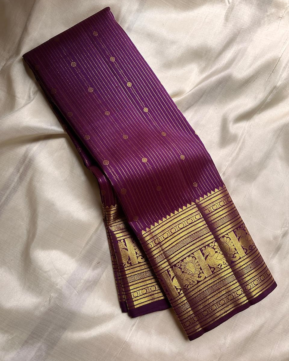 Pulsating Purple Soft Banarasi Silk Saree With Embellished Blouse Piece
