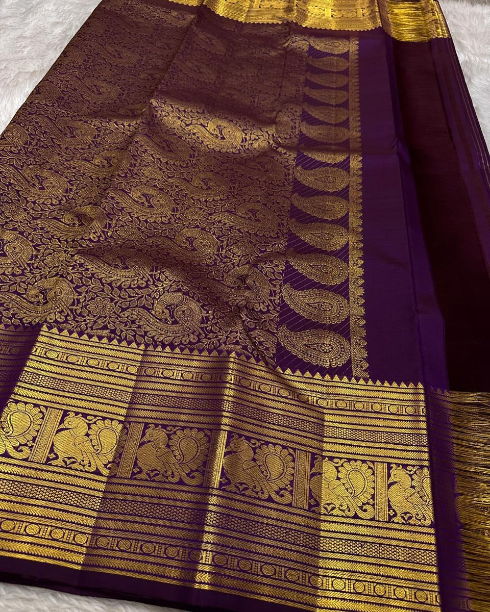 Pulsating Purple Soft Banarasi Silk Saree With Embellished Blouse Piece