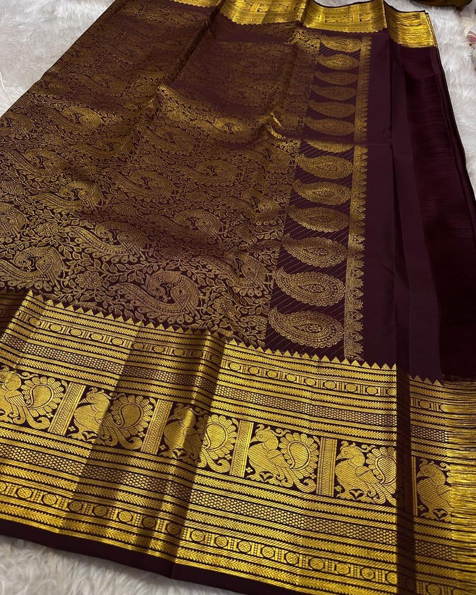 Radiant Wine Soft Banarasi Silk Saree With Cynosure Blouse Piece
