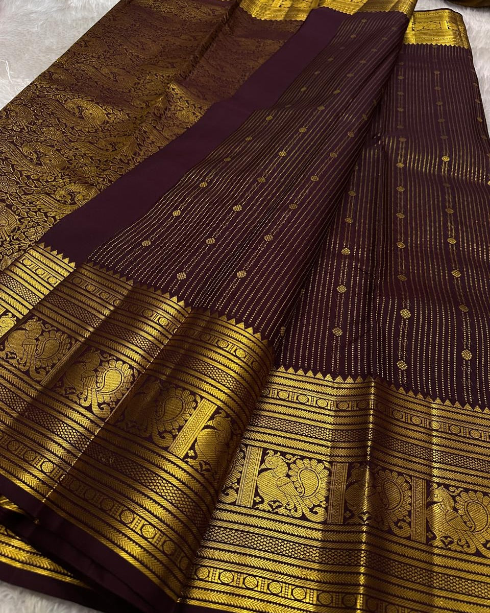 Radiant Wine Soft Banarasi Silk Saree With Cynosure Blouse Piece
