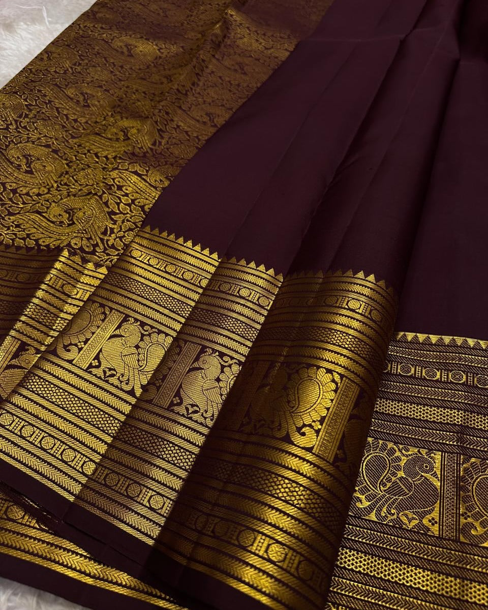 Radiant Wine Soft Banarasi Silk Saree With Cynosure Blouse Piece
