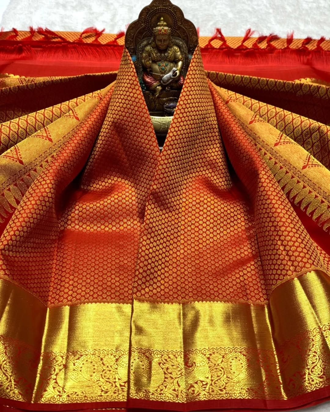 Lassitude Red Soft Banarasi Silk Saree With Cynosure Blouse Piece