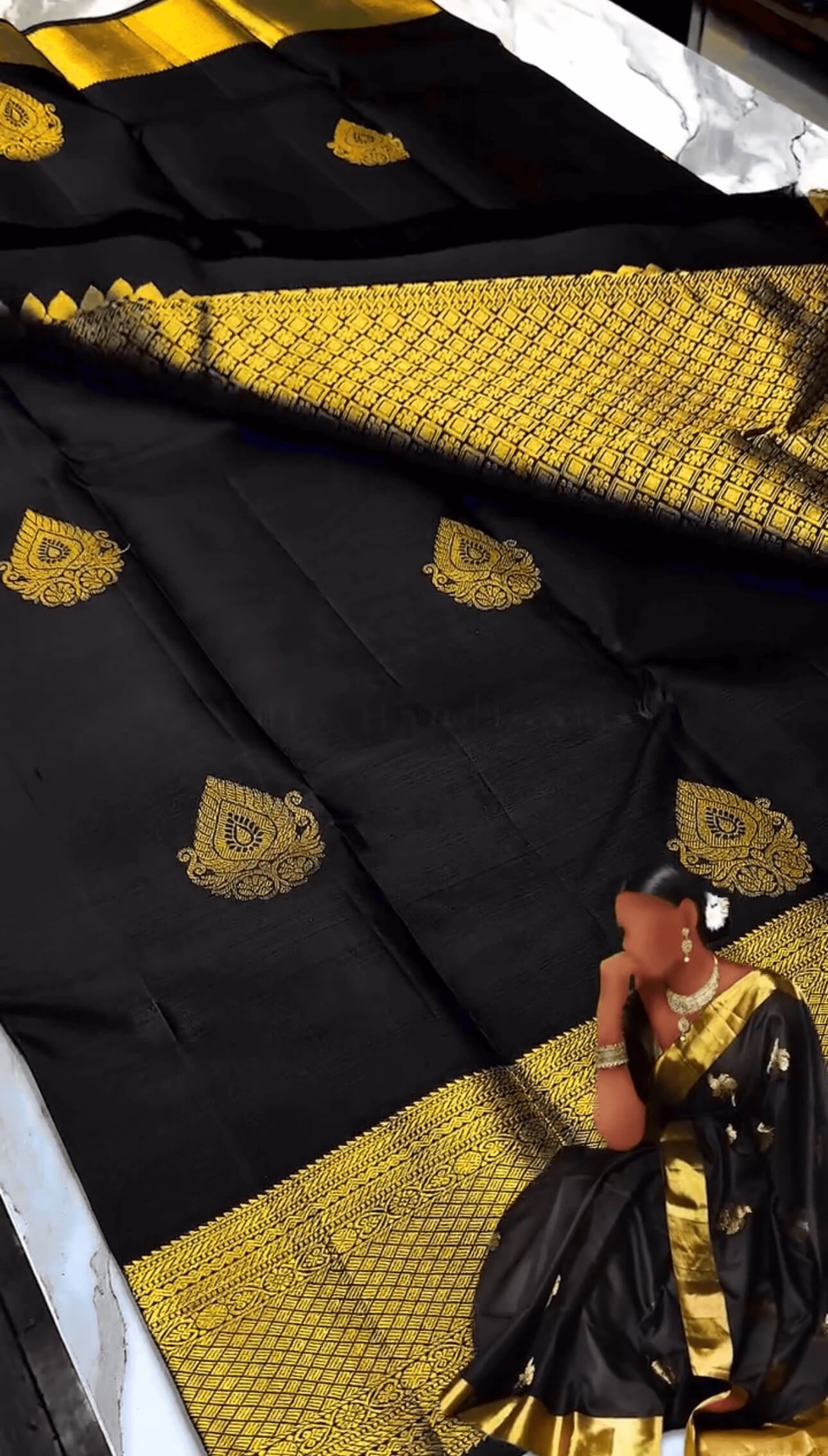Embellished Black Soft Banarasi Silk Saree With Lissome Blouse Piece