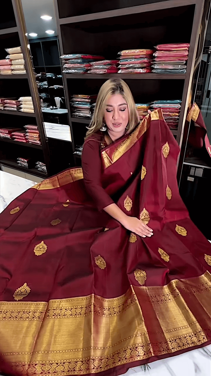 Precious Maroon Soft Banarasi Silk Saree With Incredible Blouse Piece