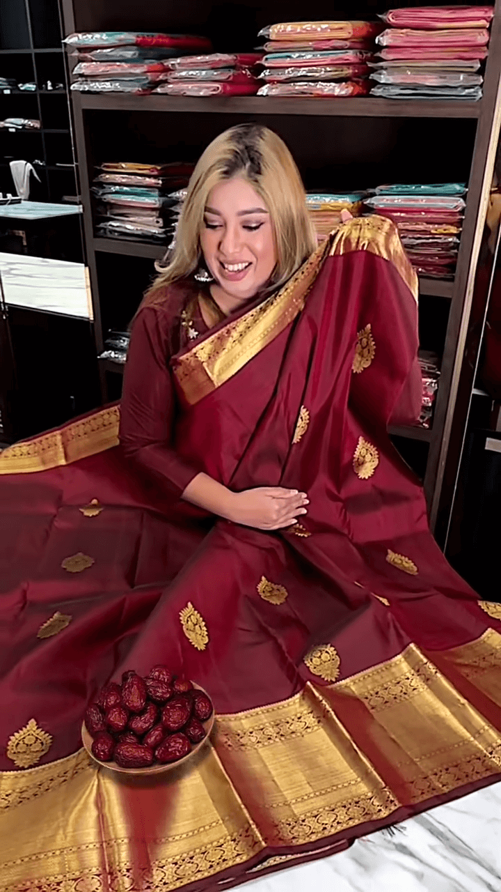 Precious Maroon Soft Banarasi Silk Saree With Incredible Blouse Piece
