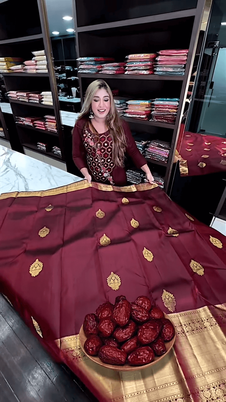 Precious Maroon Soft Banarasi Silk Saree With Incredible Blouse Piece