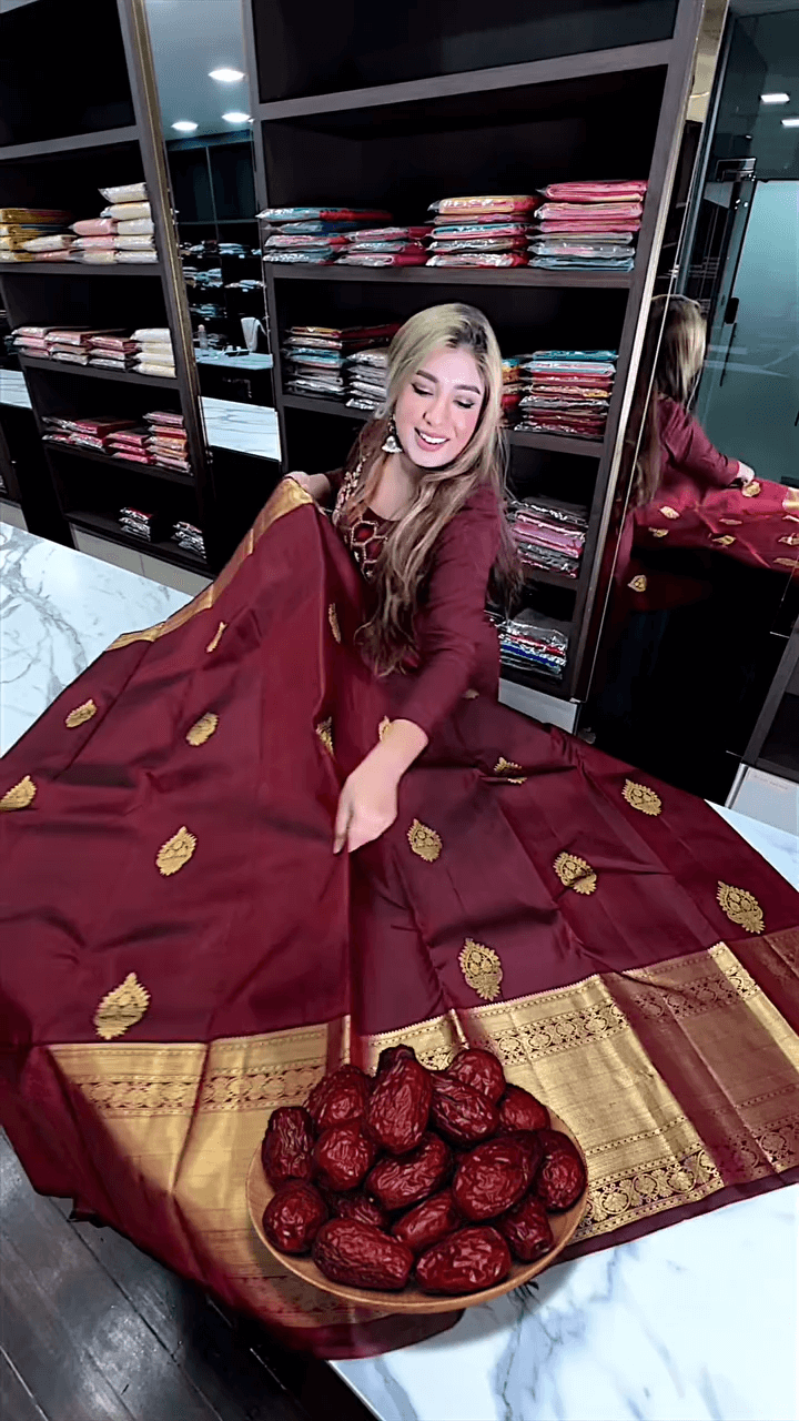 Precious Maroon Soft Banarasi Silk Saree With Incredible Blouse Piece