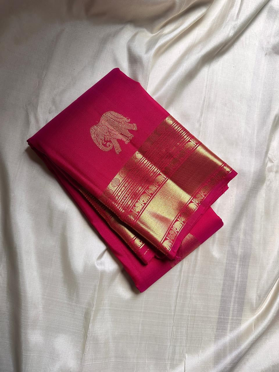 Panoply Dark Pink Soft Banarasi Silk Saree With Dulcet Blouse Piece