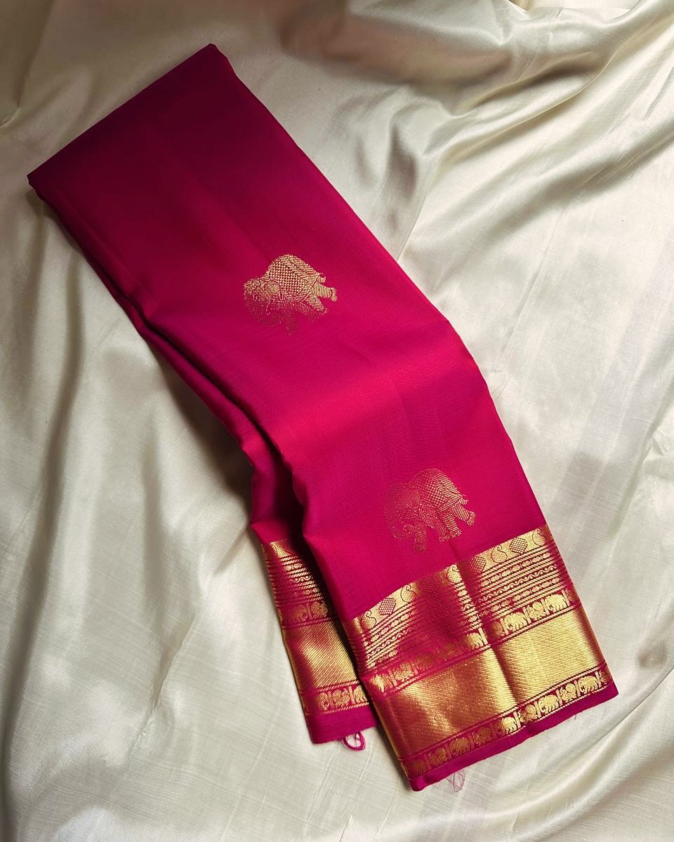 Panoply Dark Pink Soft Banarasi Silk Saree With Dulcet Blouse Piece