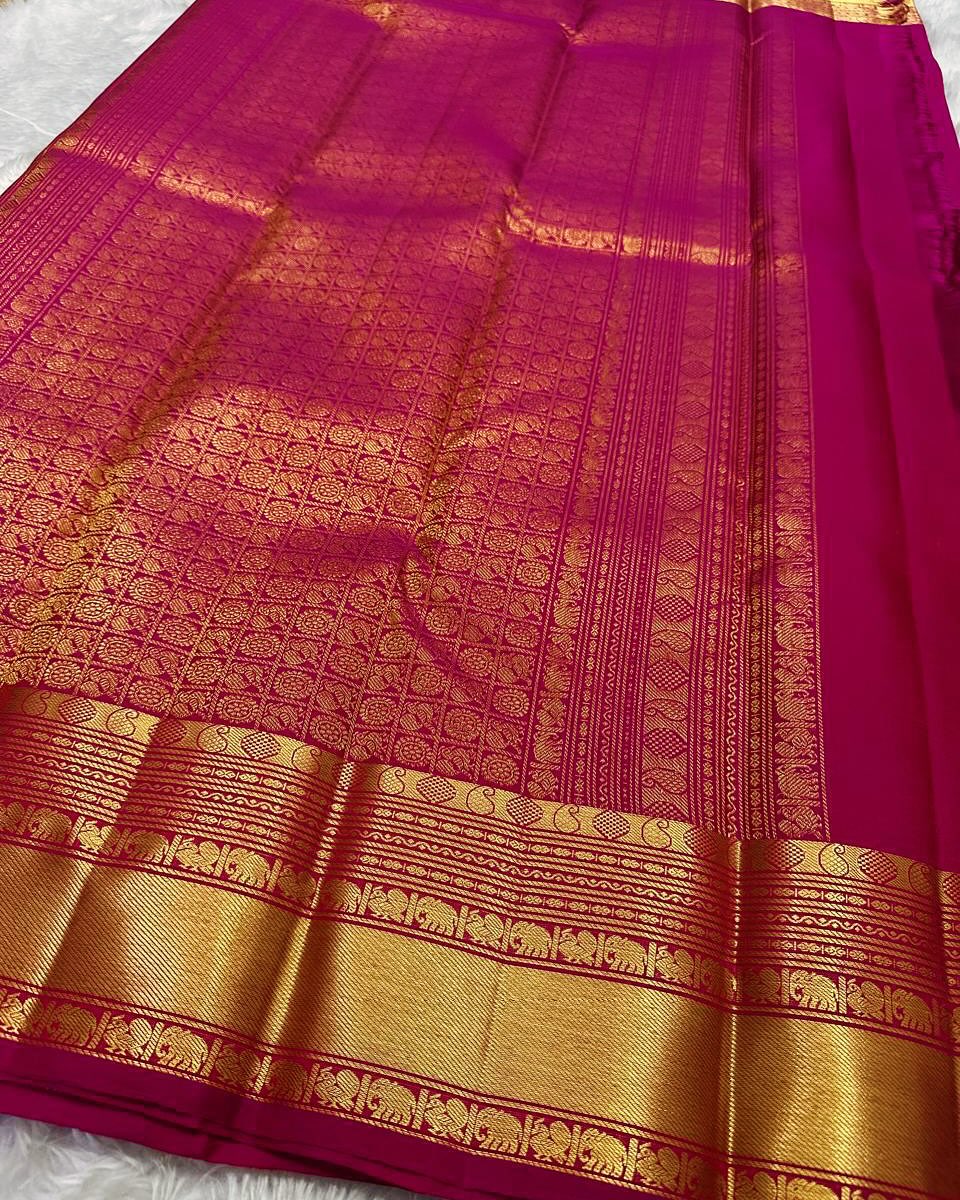 Panoply Dark Pink Soft Banarasi Silk Saree With Dulcet Blouse Piece