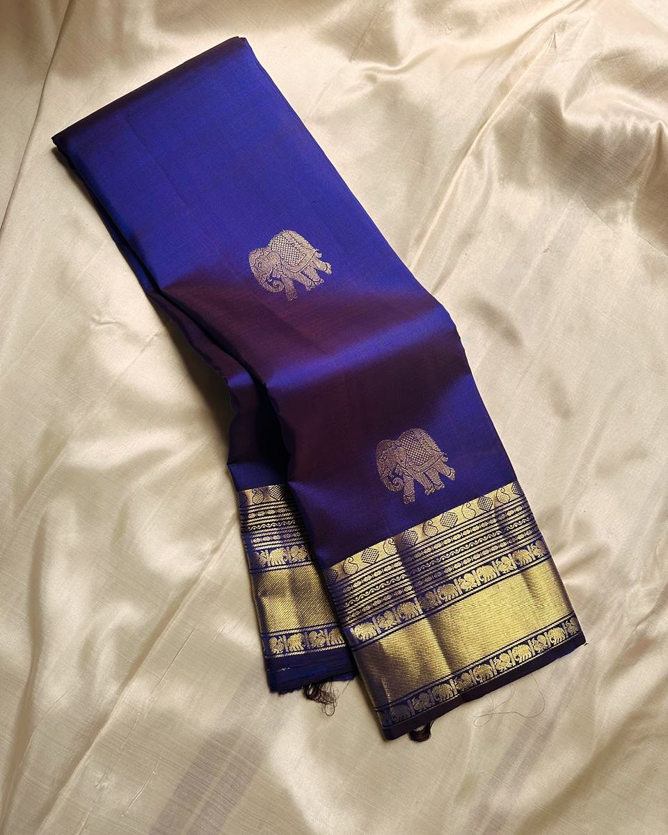 Ideal Royal Blue Soft Banarasi Silk Saree With Arresting Blouse Piece