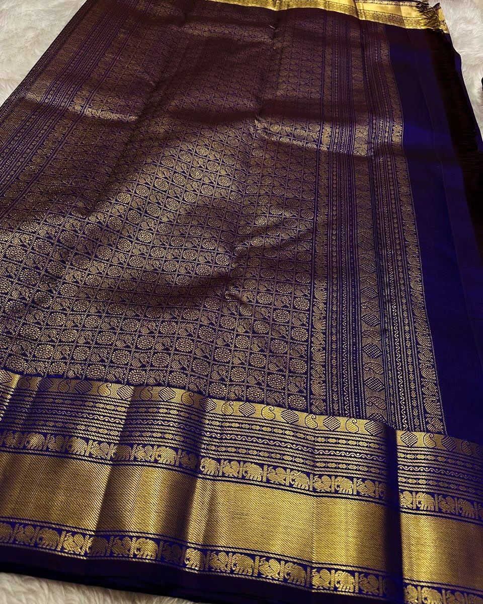 Ideal Royal Blue Soft Banarasi Silk Saree With Arresting Blouse Piece