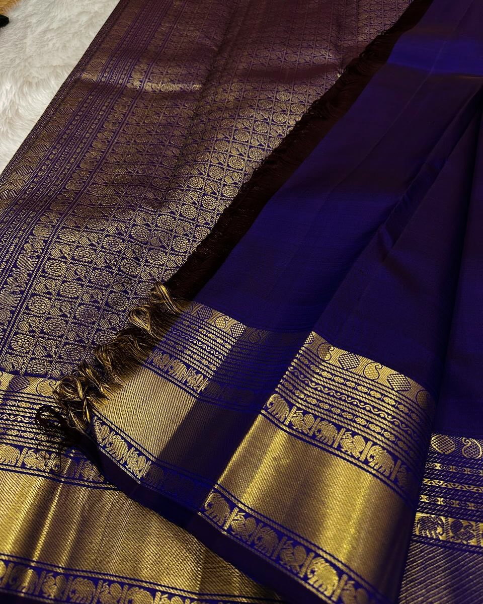 Ideal Royal Blue Soft Banarasi Silk Saree With Arresting Blouse Piece