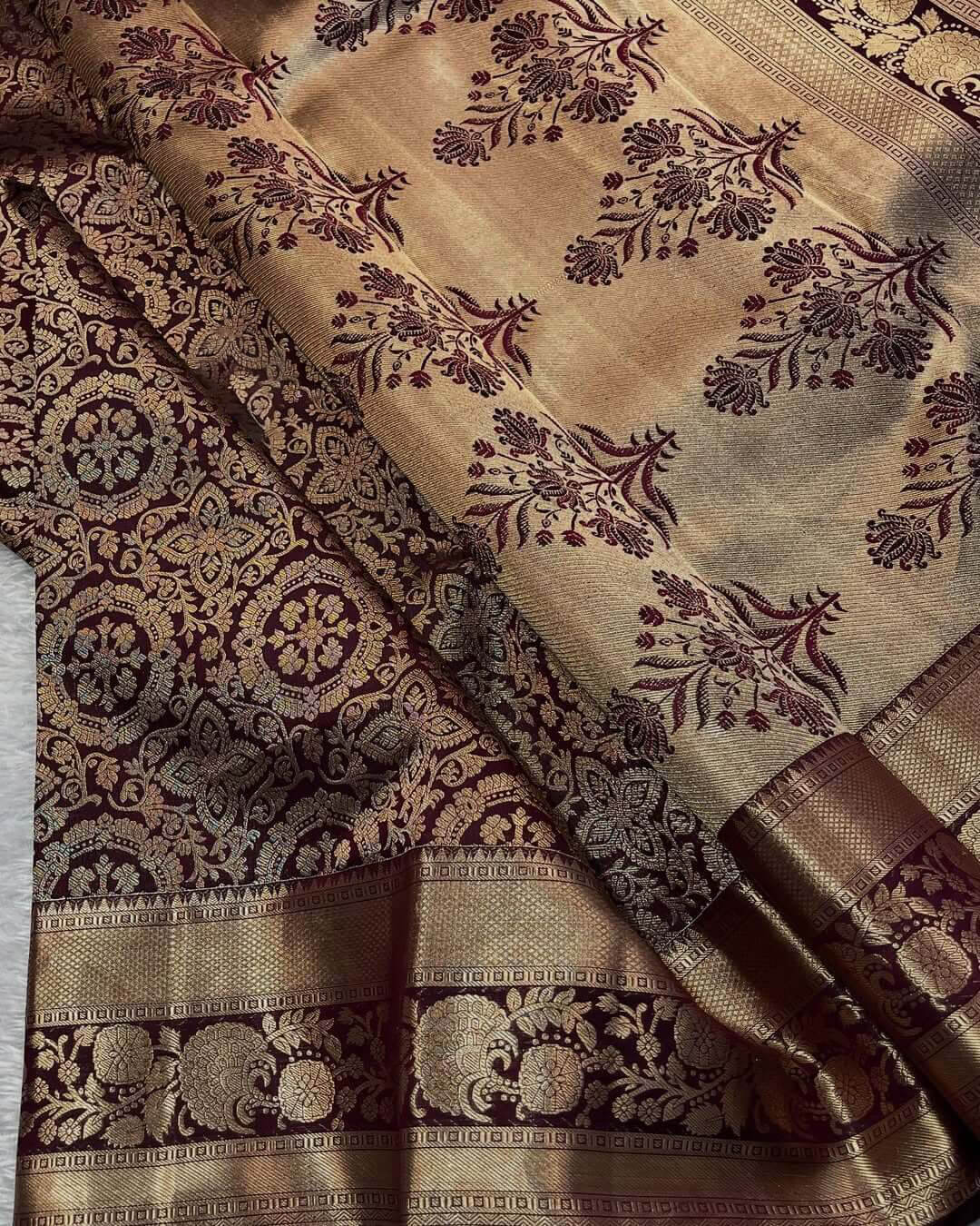 Innovative Wine Soft Banarasi Silk Saree With Flattering Blouse Piece