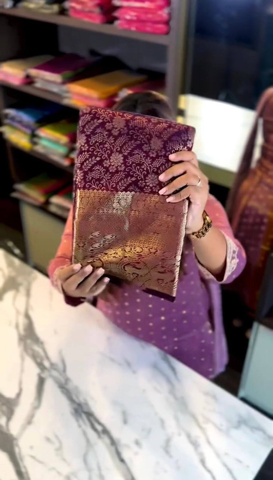 Fairytale Purple Soft Banarasi Silk Saree With Tantalizing Blouse Piece