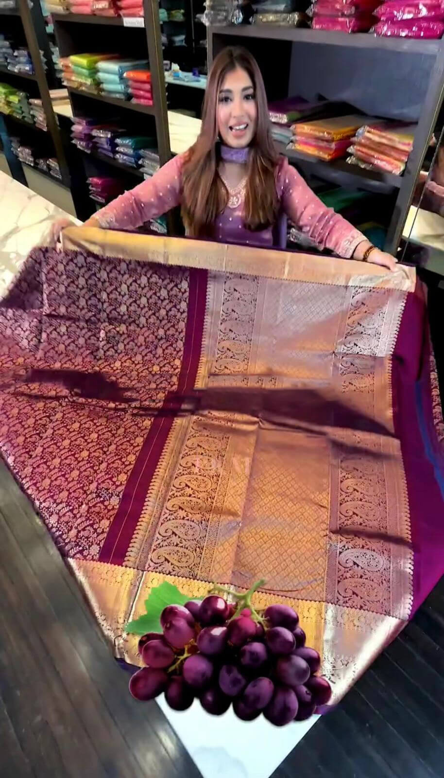 Fairytale Purple Soft Banarasi Silk Saree With Tantalizing Blouse Piece