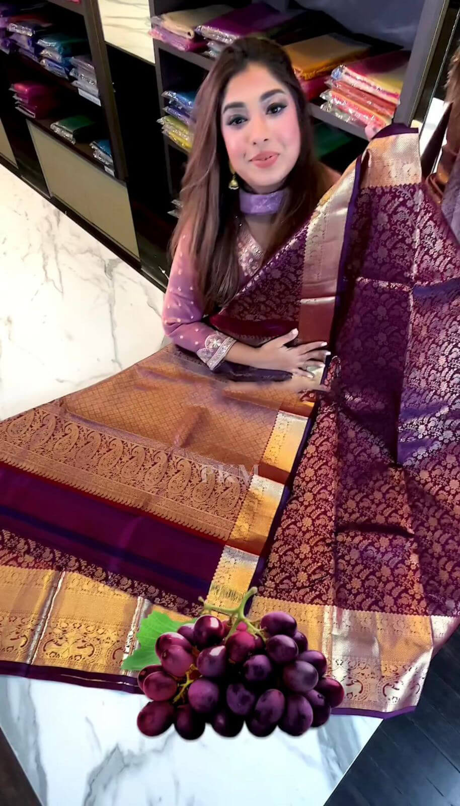 Fairytale Purple Soft Banarasi Silk Saree With Tantalizing Blouse Piece