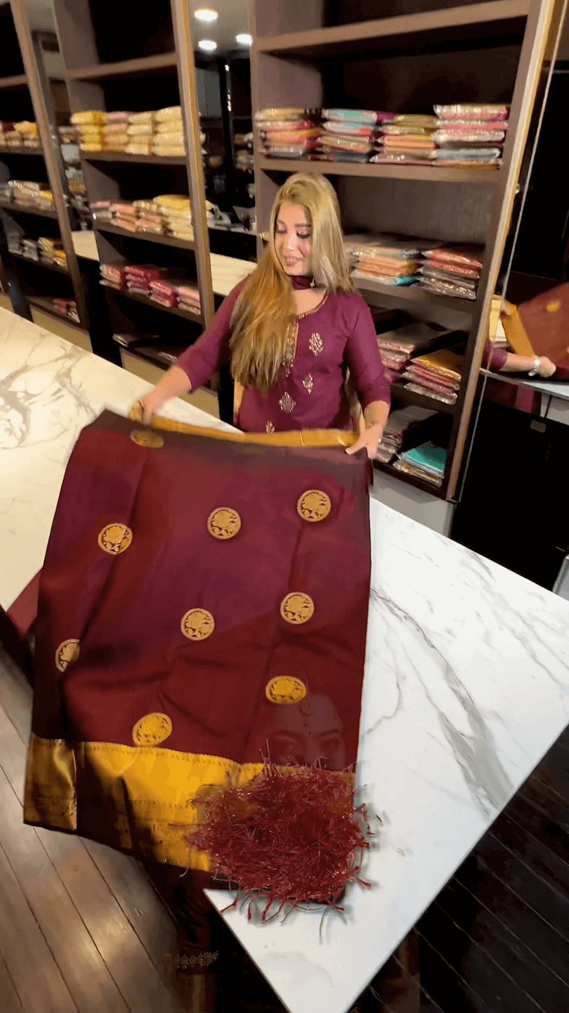 Posh Maroon Soft Banarasi Silk Saree With Outstanding Blouse Piece
