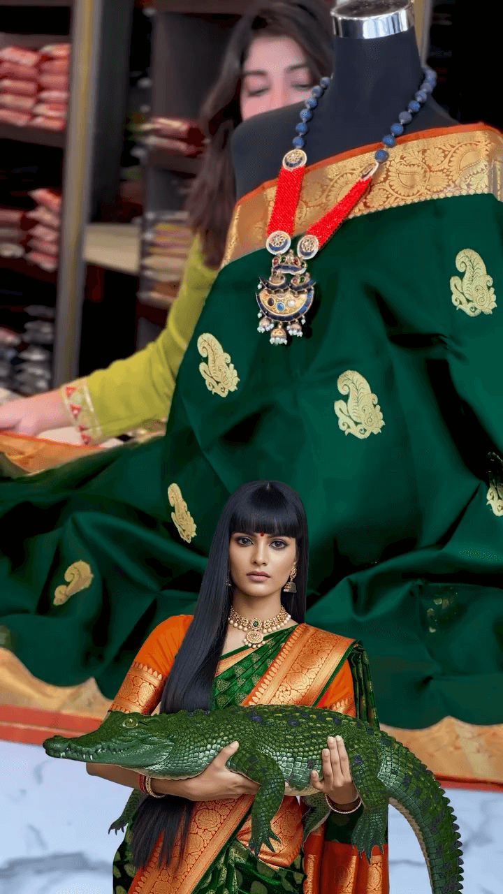 Demanding Dark Green Soft Banarasi Silk Saree With Enamoring Blouse Piece