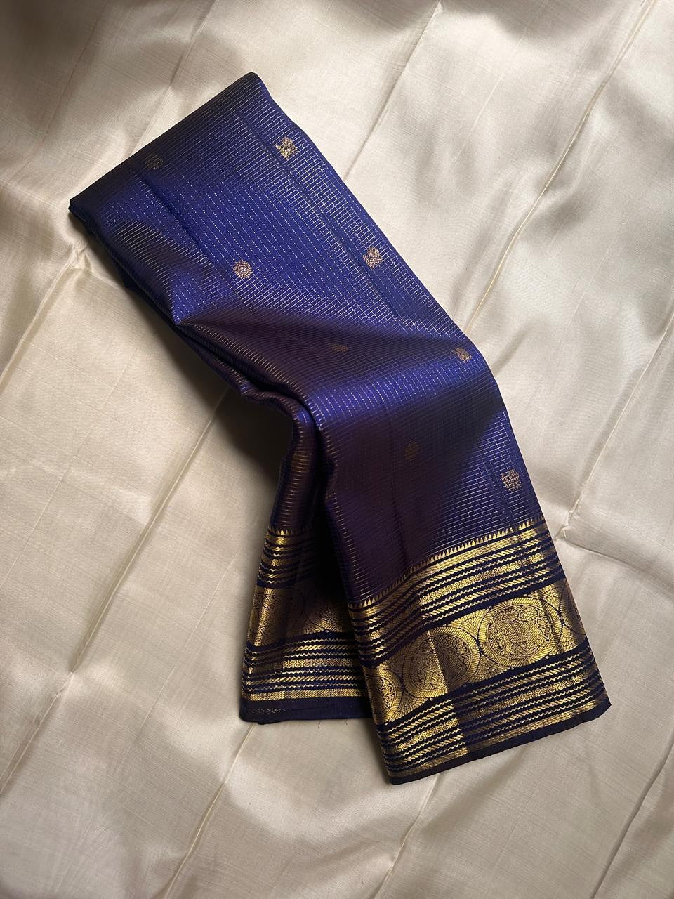 Seraphic Navy Blue Soft Banarasi Silk Saree With Petrichor Blouse Piece