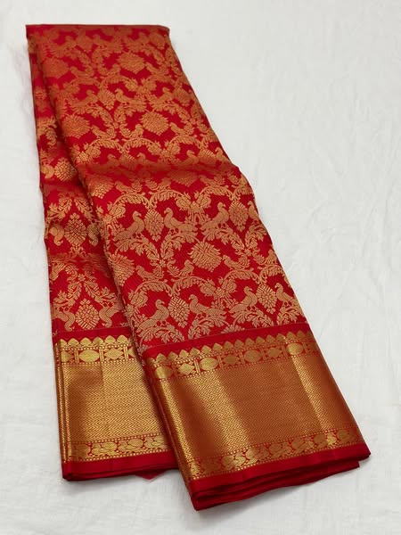 Murmurous Red Soft Banarasi Silk Saree With Prominent Blouse Piece