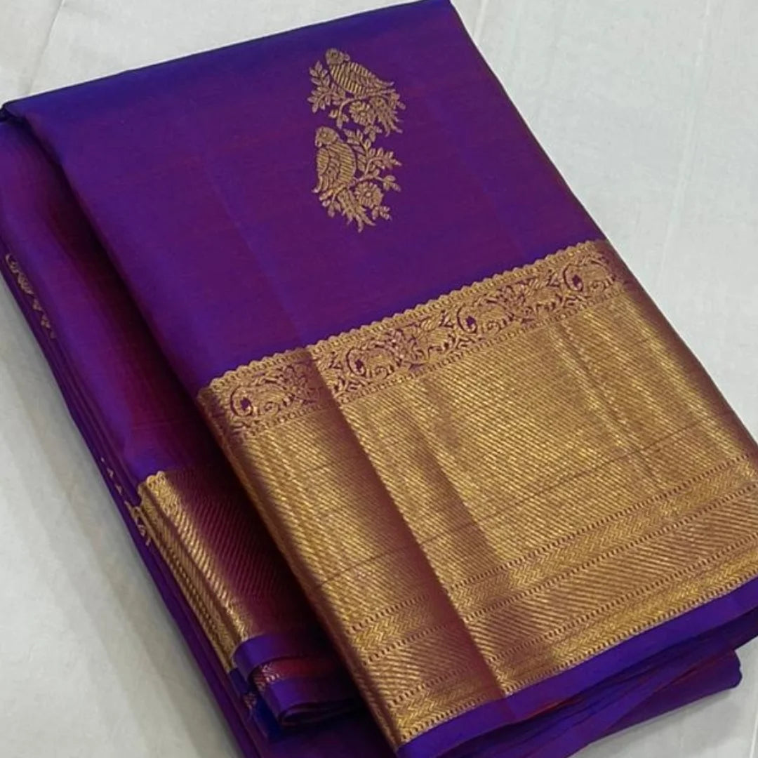 Grandiose Purple Soft Banarasi Silk Saree With Majestic Blouse Piece