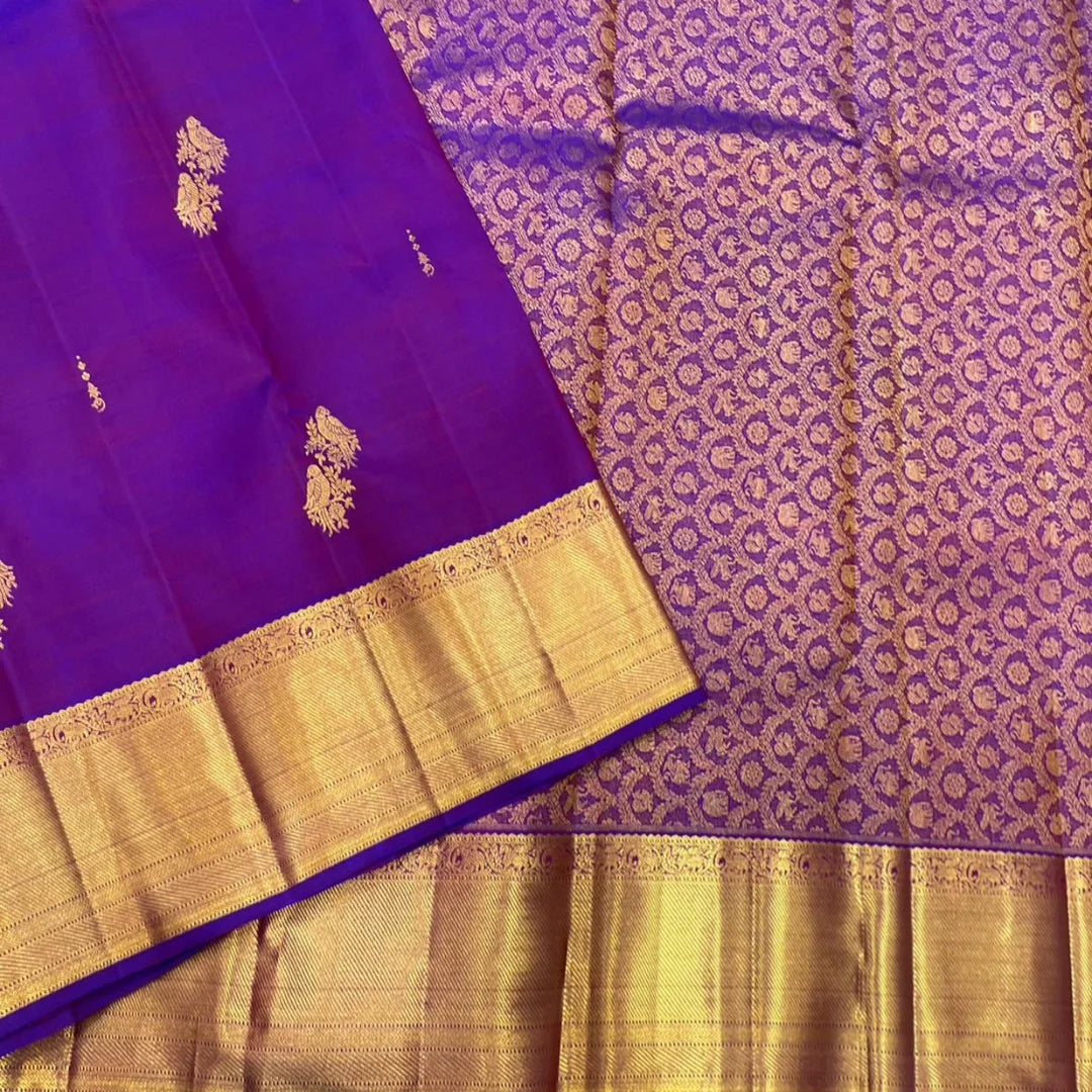 Grandiose Purple Soft Banarasi Silk Saree With Majestic Blouse Piece