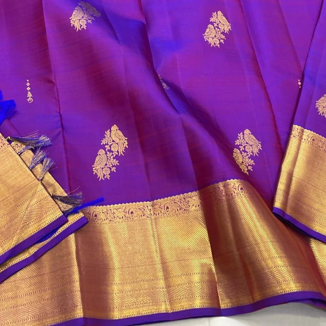 Grandiose Purple Soft Banarasi Silk Saree With Majestic Blouse Piece