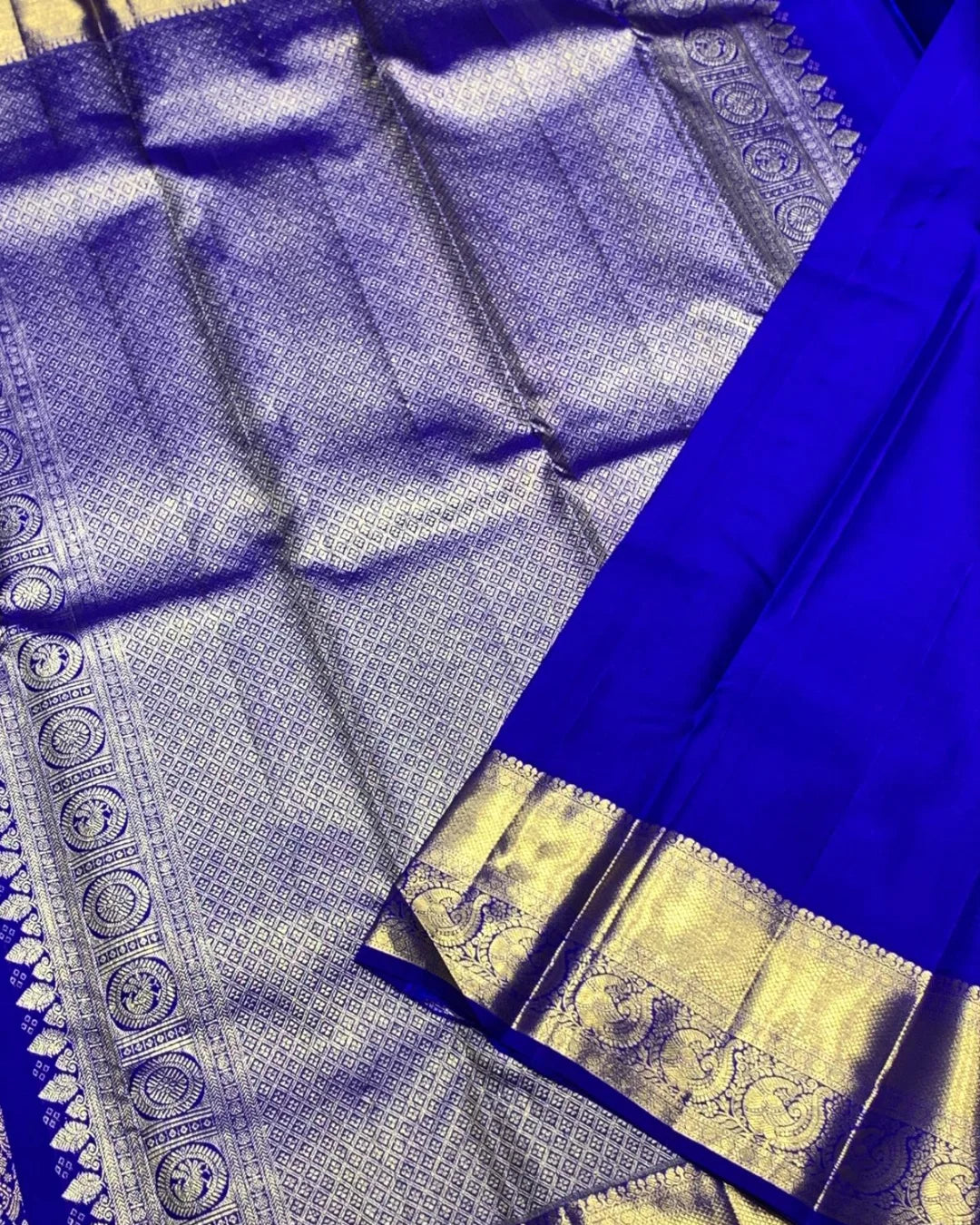 Zephyr Royal Blue Soft Banarasi Silk Saree With Desultory Blouse Piece