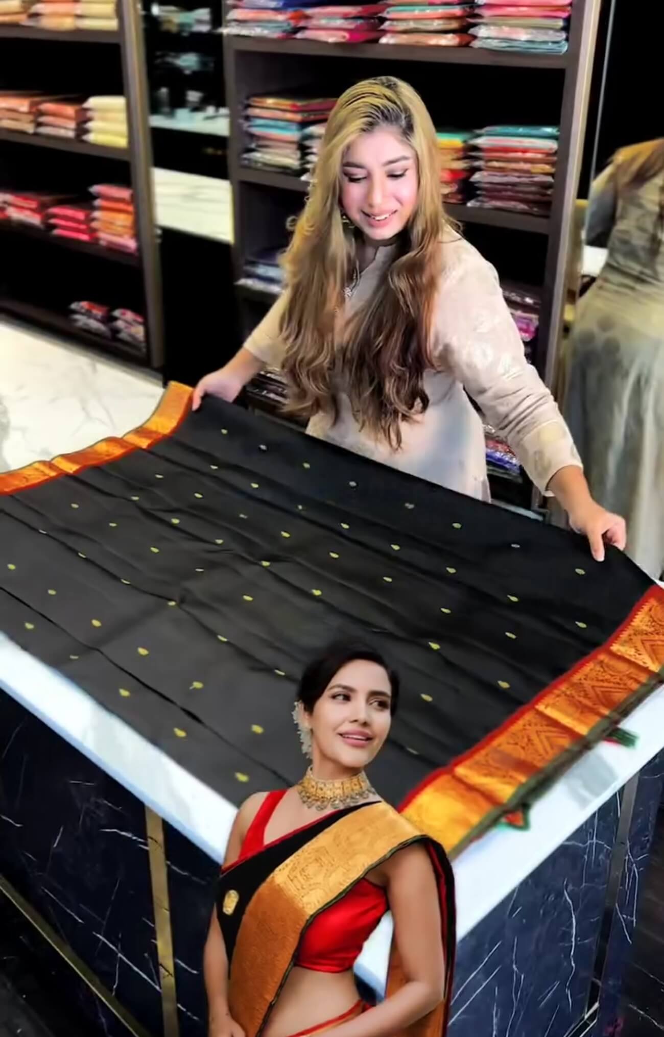 Seraphic Black Soft Banarasi Silk Saree With Verdant Blouse Piece