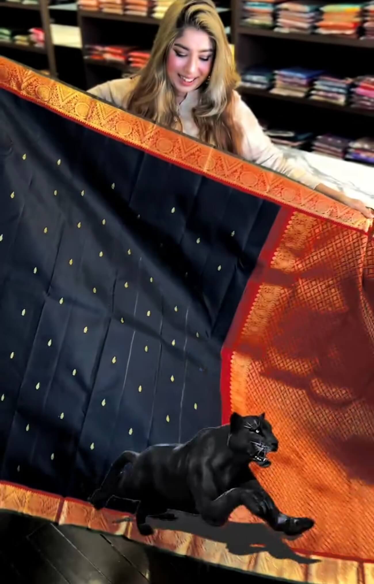 Seraphic Black Soft Banarasi Silk Saree With Verdant Blouse Piece
