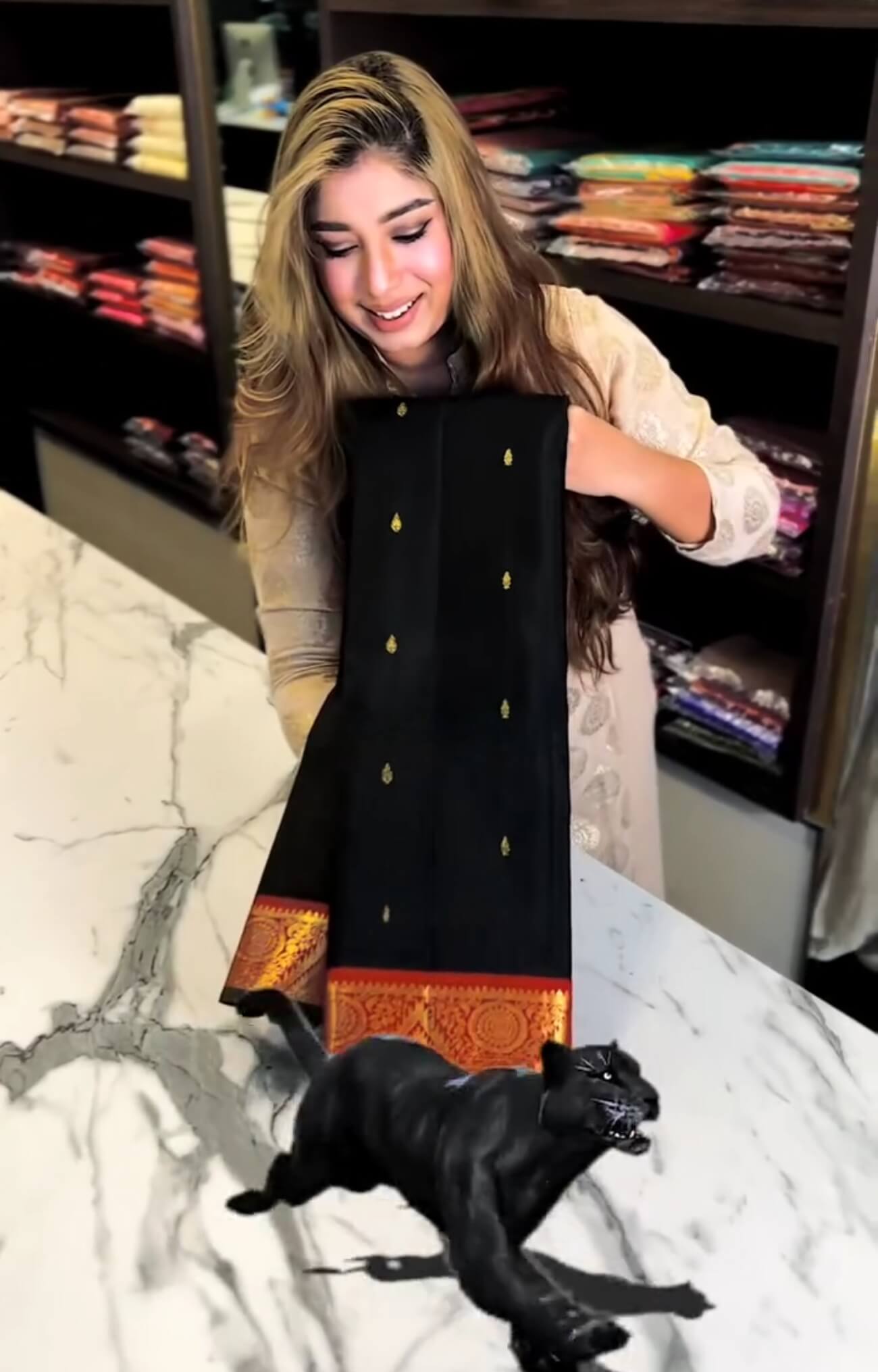 Seraphic Black Soft Banarasi Silk Saree With Verdant Blouse Piece