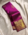 Opulent Purple Soft Banarasi Silk Saree With Deserving Blouse Piece