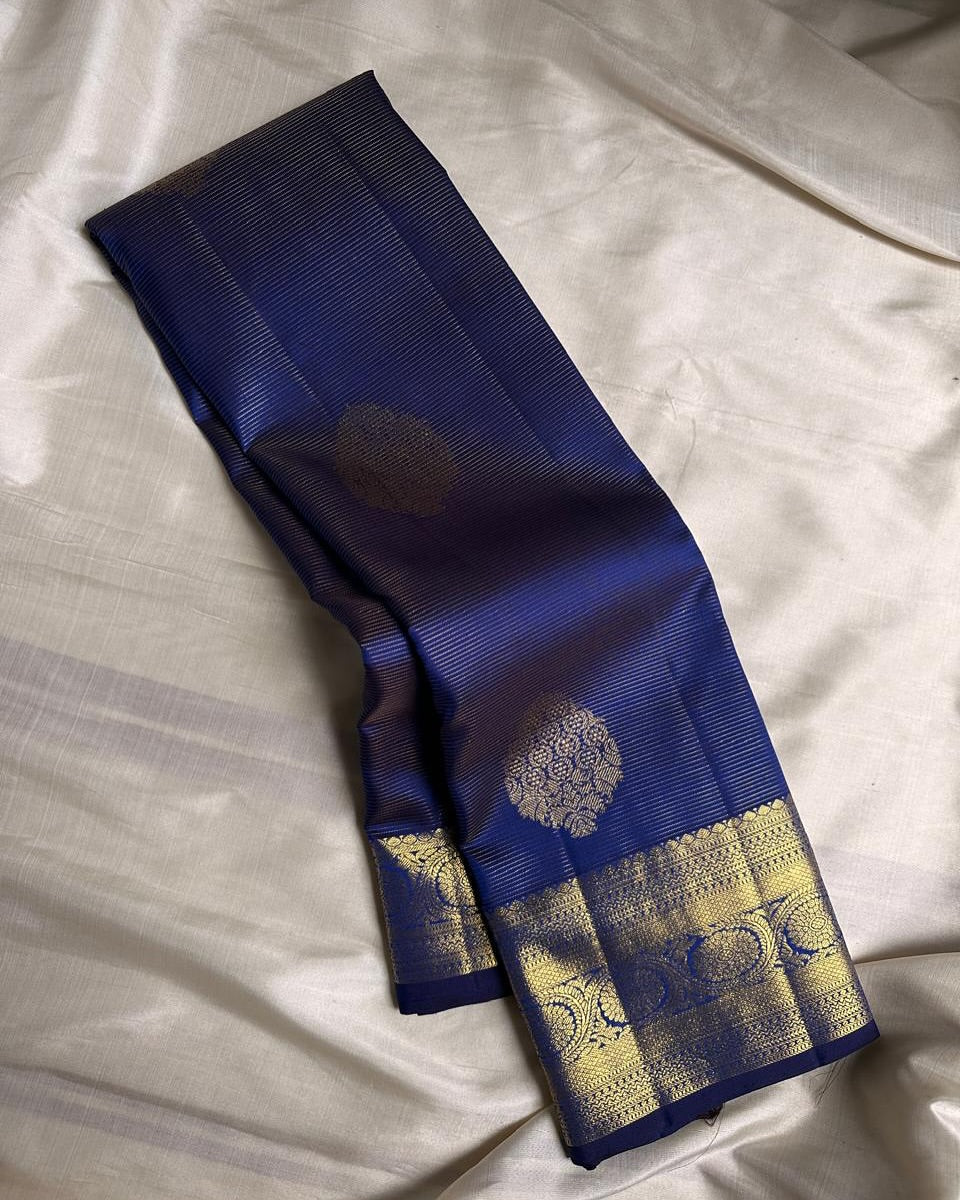 Panache Navy Blue Soft Banarasi Silk Saree With Seraphic Blouse Piece