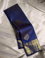 Panache Navy Blue Soft Banarasi Silk Saree With Seraphic Blouse Piece