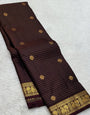 Entrancing Wine Soft Silk Saree With Beautiful Blouse Piece