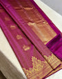 Beleaguer Dark Pink Pure Zari Weaving Banarasi Silk Saree With A glam Blouse Piece