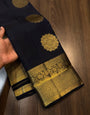 Stunner Black Pure Zari Weaving Banarasi Silk Saree With Brood Blouse Piece
